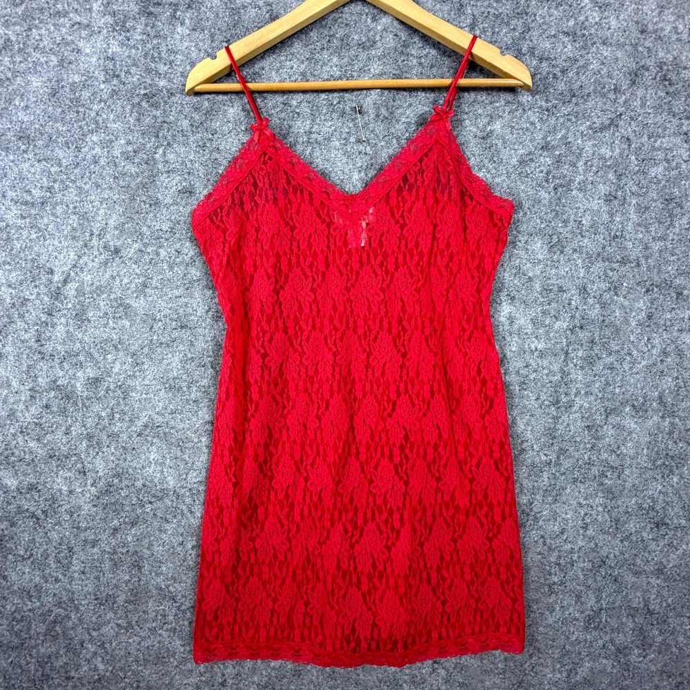 Morgan Taylor Intimates Chemise Slip Dress Womens Large Red Floral Lace Nightie
